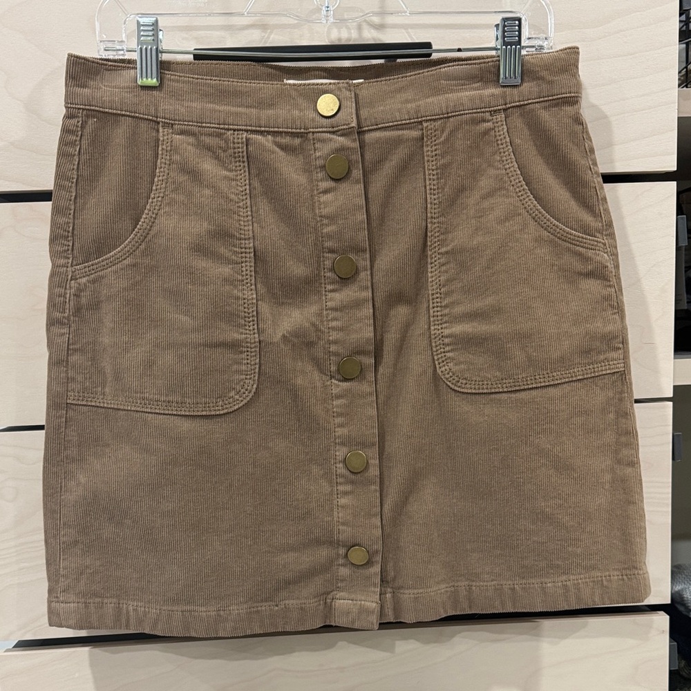 Tory Burch Tan Button-Front Mini Skirt